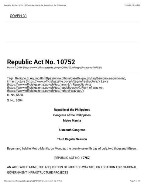 REPUBLIC ACT NO. 10752 .